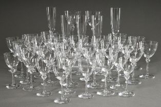 36 Daum Nancy "Boléro" glasses with delicate domes and knots in the stem: 14 large wine glasses (h.