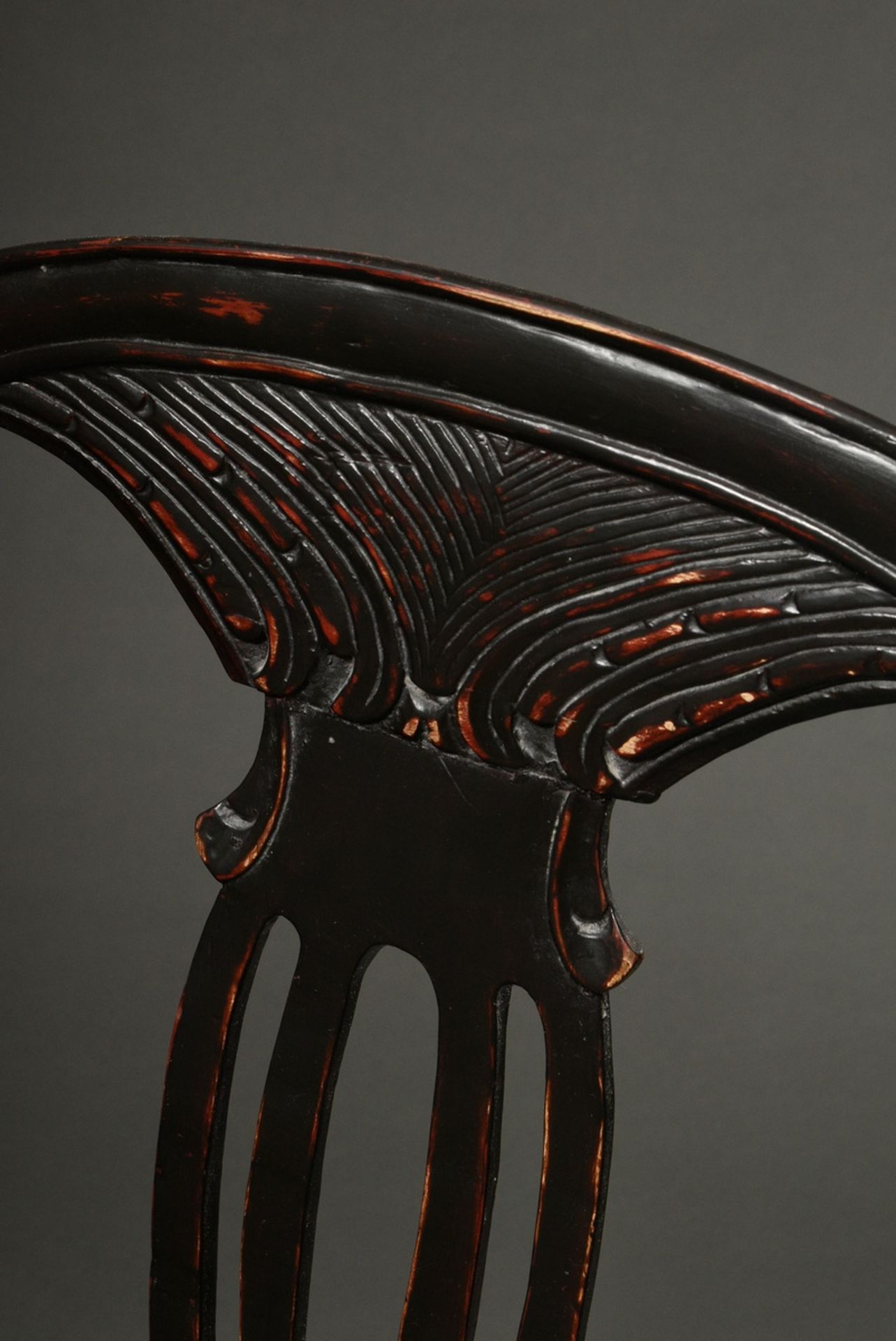 Schwarz gefasster Armlehnsessel in barocker Façon, H. 49/97,5cm - Bild 3 aus 9