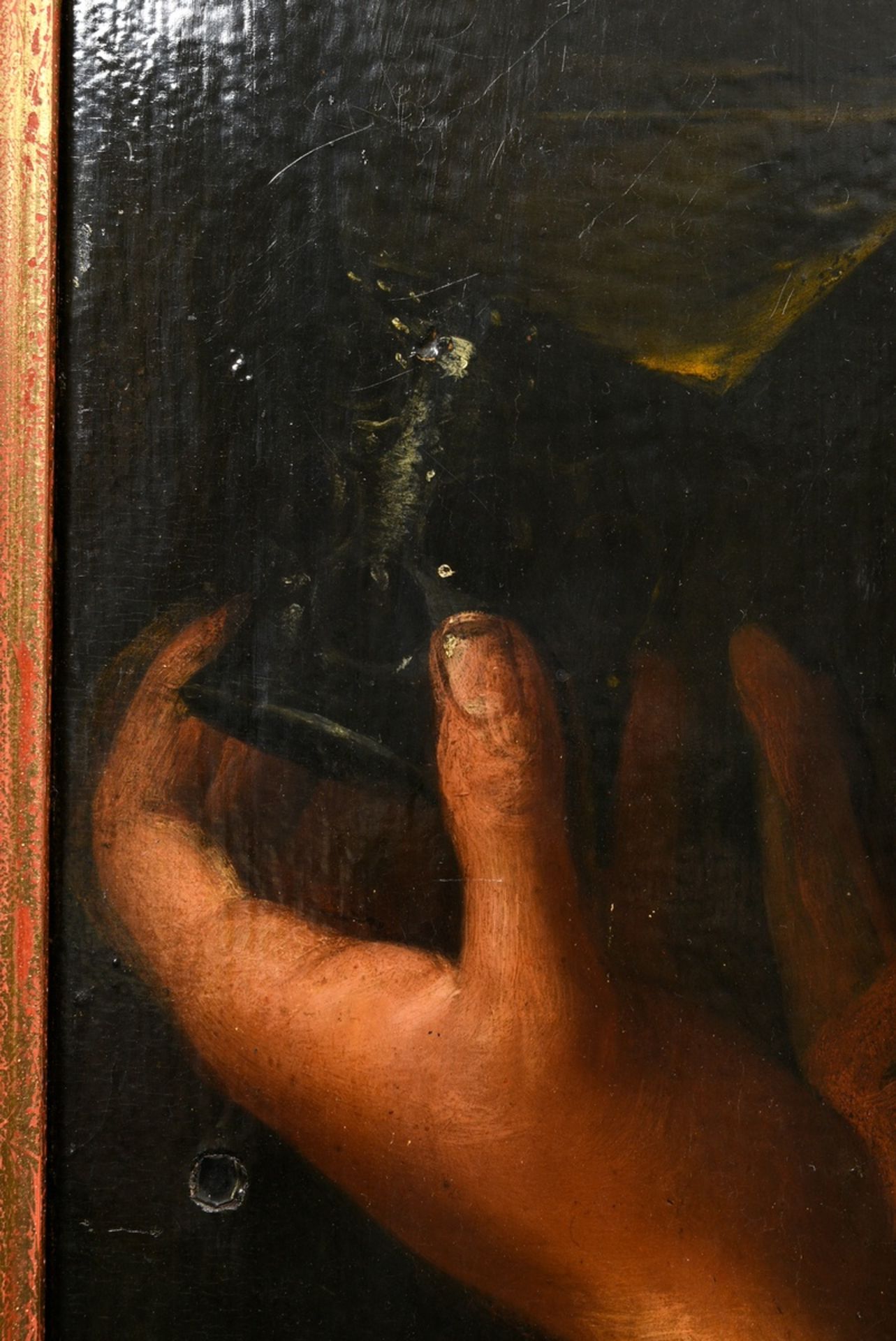 Bijlert, Jan Harmensz. van (1598-1671) "Drinking Man" after Gerrit van Honthorst, oil/wood, verso o - Image 7 of 12
