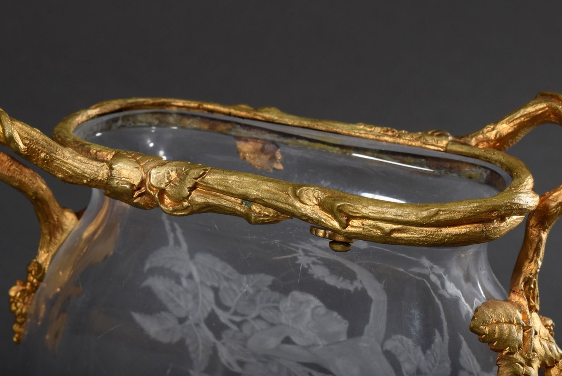 Art Nouveau vase with finely cut decoration "Female Nude between Tendrils" with fire-gilt bronze mo - Image 3 of 5