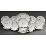 30 Pieces Meissen dinner service "Streublume" with gold decoration for 6 people, 20th c., consistin
