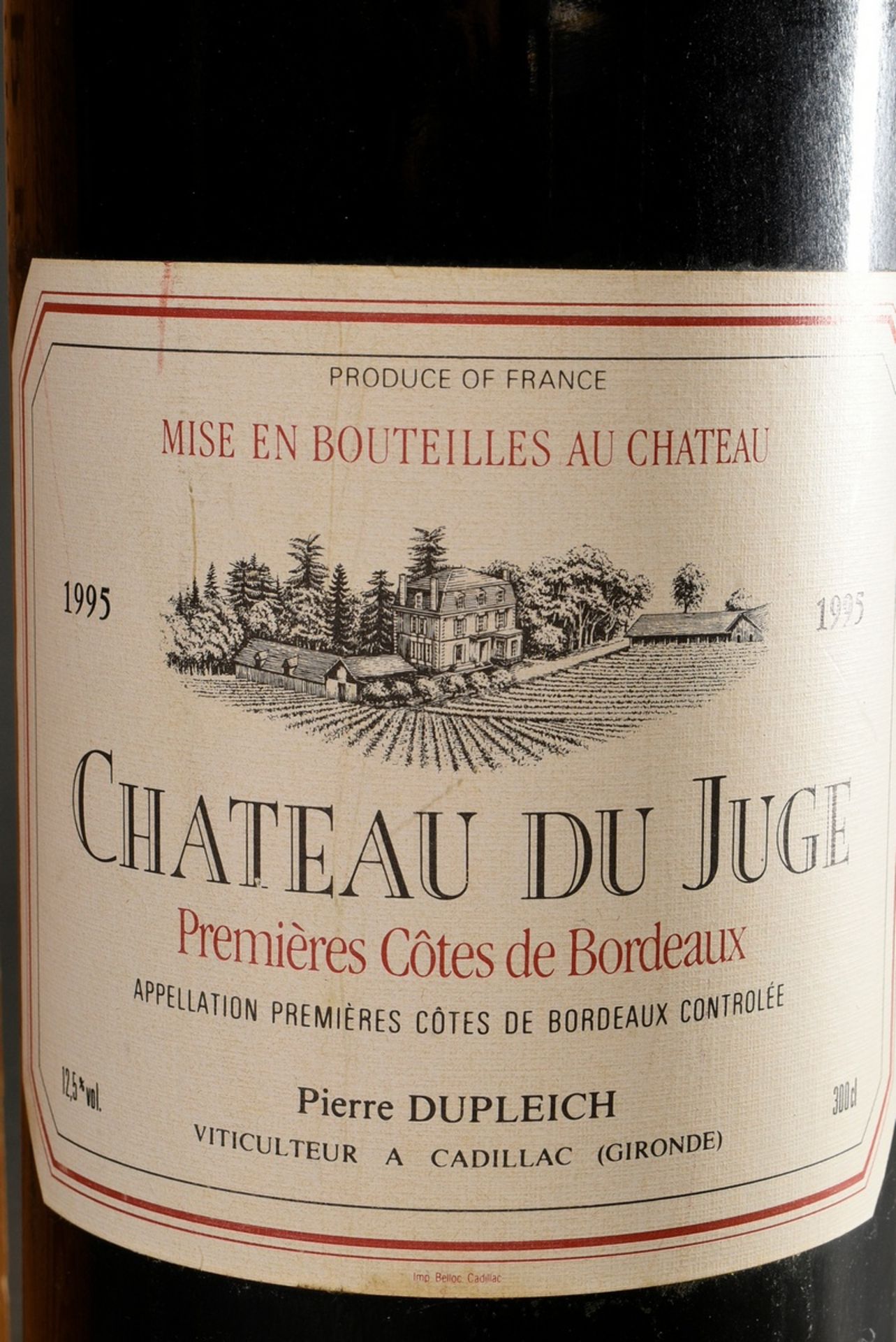 Flasche 1995 Chateau Du Juge, Rotwein, Bordeaux, Pierre Dubleich, 3l, Originalkiste vorhanden, durc - Bild 3 aus 4