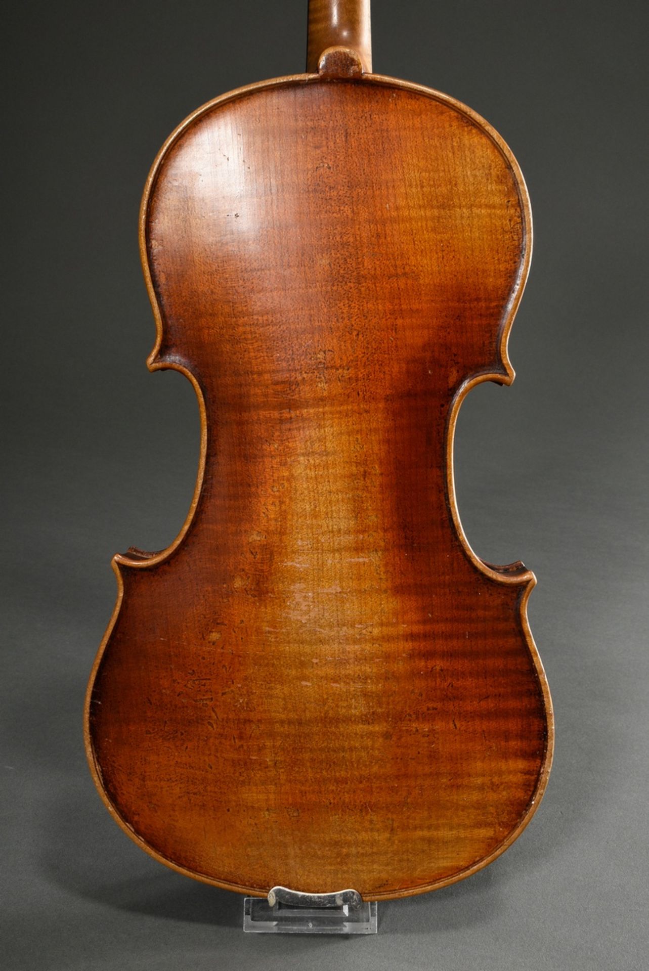 Deutsche Geige, wohl Sachsen um 1900, Zettel innen “Antonius Stradivarius Cremonensis, Faciebat Ann - Bild 4 aus 8