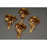 4 Various gilded wall brackets in Baroque style, Florence approx. 1900/1920, carved wood, h, 14-16.