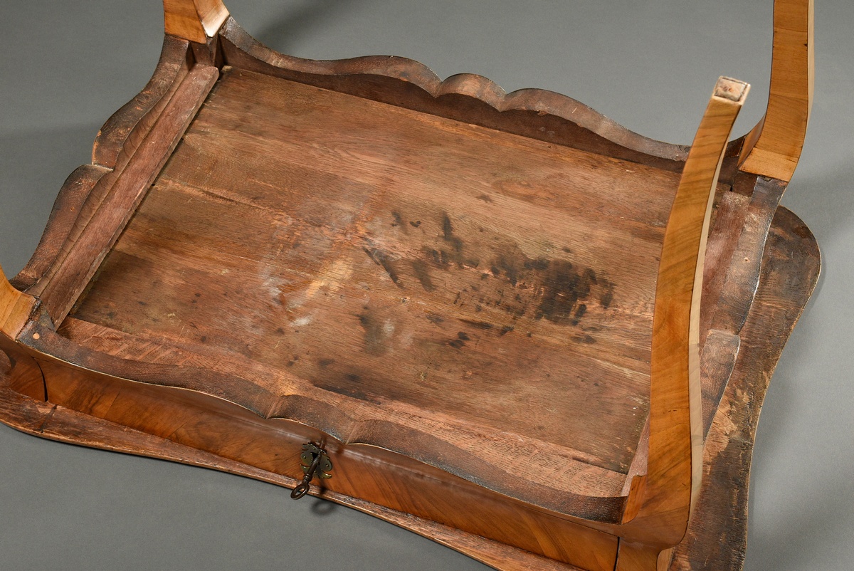 Elegant Baroque ladies desk on curved legs with star inlay on the top and drawer in cambered frame, - Image 5 of 5