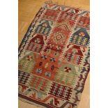 Small Sivrihisar niche kilim with graphic pattern, 1st quarter 20th century, approx. 140x70cm, soil