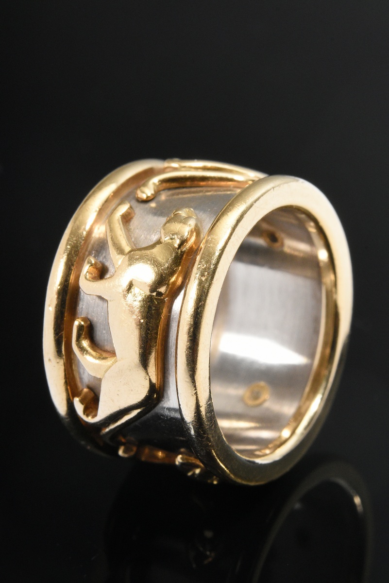 Cartier bicolor gold 750 ring "Walking Panther", signed and numbered, 12.2g, size 50 - Image 3 of 4