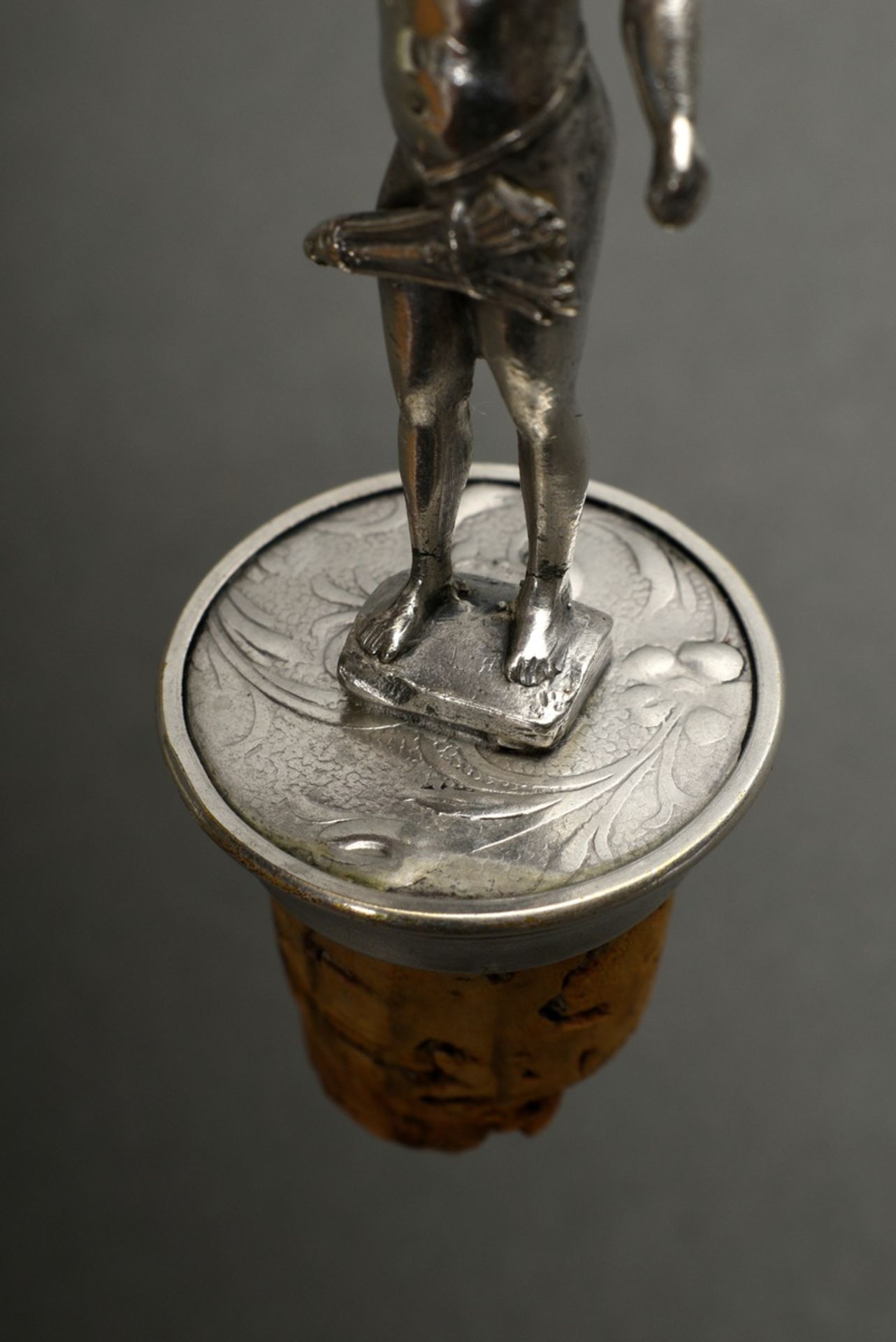 2 Various bottle corks, silver-plated metal, approx. 1900: cupids with grindstone and theatre mask, - Image 4 of 4