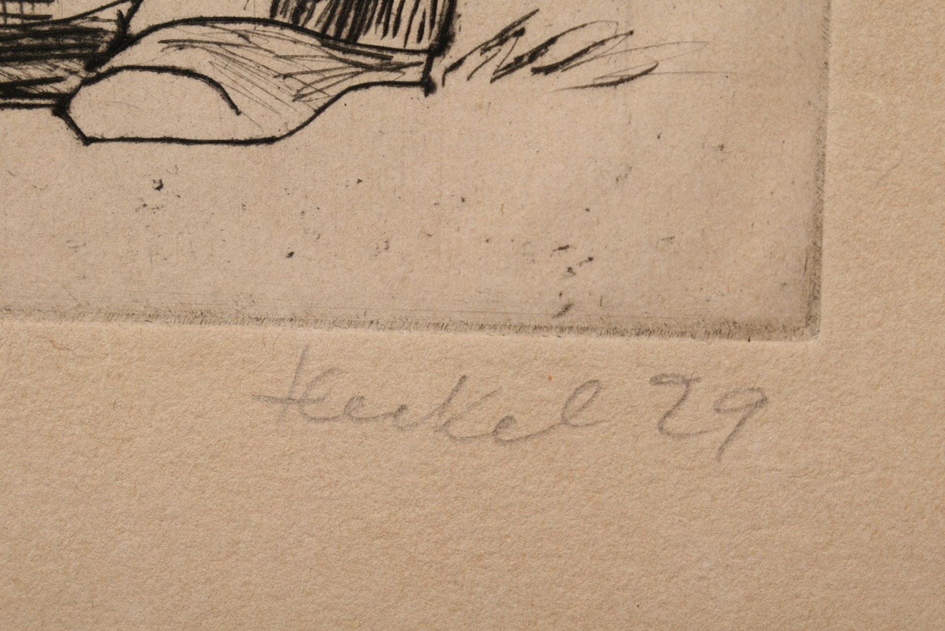 Heckel, Erich (1883-1970) „Zwei Clowns“ 1929, Radierung, 18/20, u. sign./dat./betit./num., PM 27x18 - Bild 3 aus 3