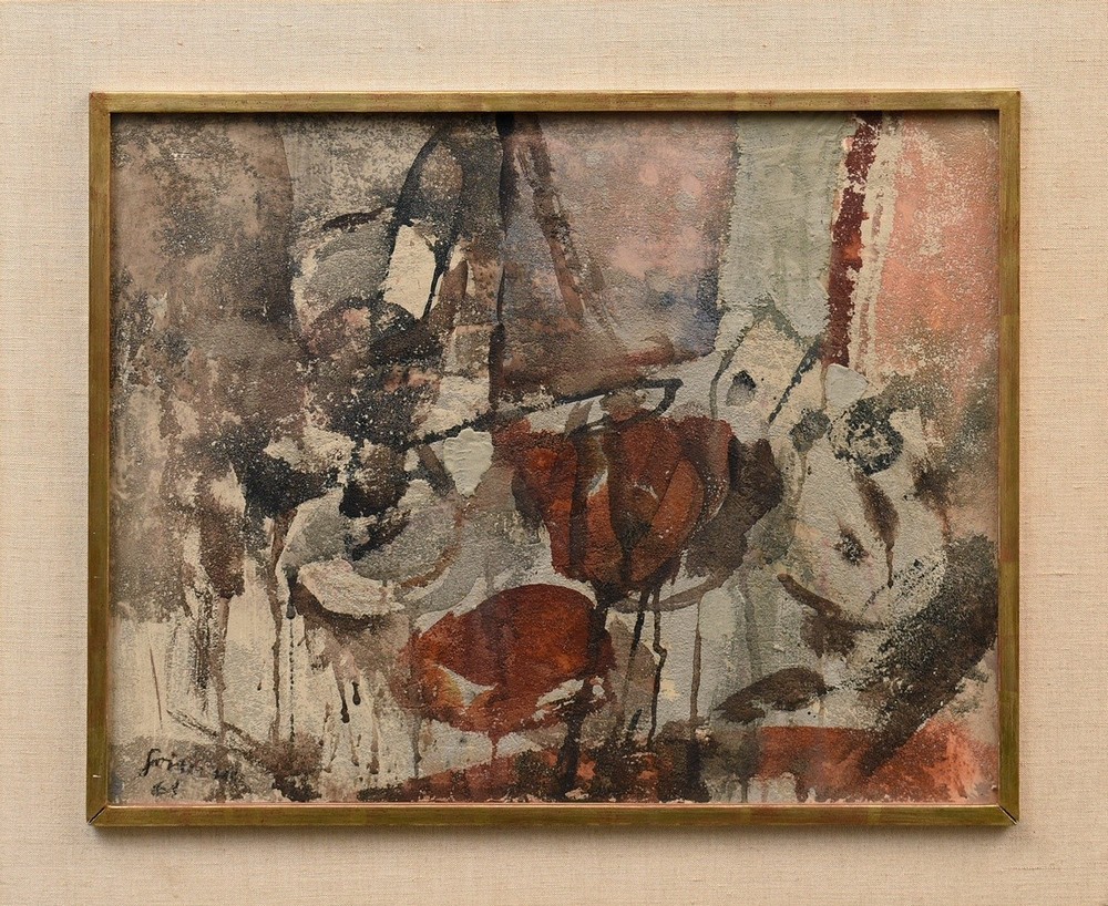 Grimm, Wilhelm (1904-1986) ‘o.T. (Table still life)' 1963, mixed media/paper laminated on wood, sig - Image 2 of 3