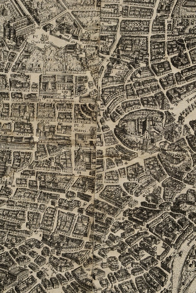 Mejer, Johannes (1606-1674) Wall map ‘Recentis Romae Ichnographia et Hypsographia sive Planta et Fa - Image 5 of 8