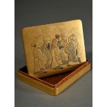 Rectangular urushi lacquer box "The Seven Elders in the Bamboo Grove", top of lid with kinji ground