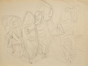Bargheer, Eduard (1901-1979) "Vier Figuren in Gewändern" 1940, Kohle, u.r. sign./dat., 44x30,5cm, k