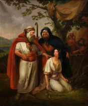 Schopin, Henri Frédéric (1804-1880) „Boas trifft Ruth beim Ährensammeln“, Öl/Leinwand, Original Pru