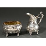 2-Piece Wilhelmine sugar and cream set with opulent rose tendril decoration and figurative handle "