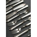 12 pieces of fish cutlery in simple design with sculpted handles and monogram ‘R unter Freiherren K