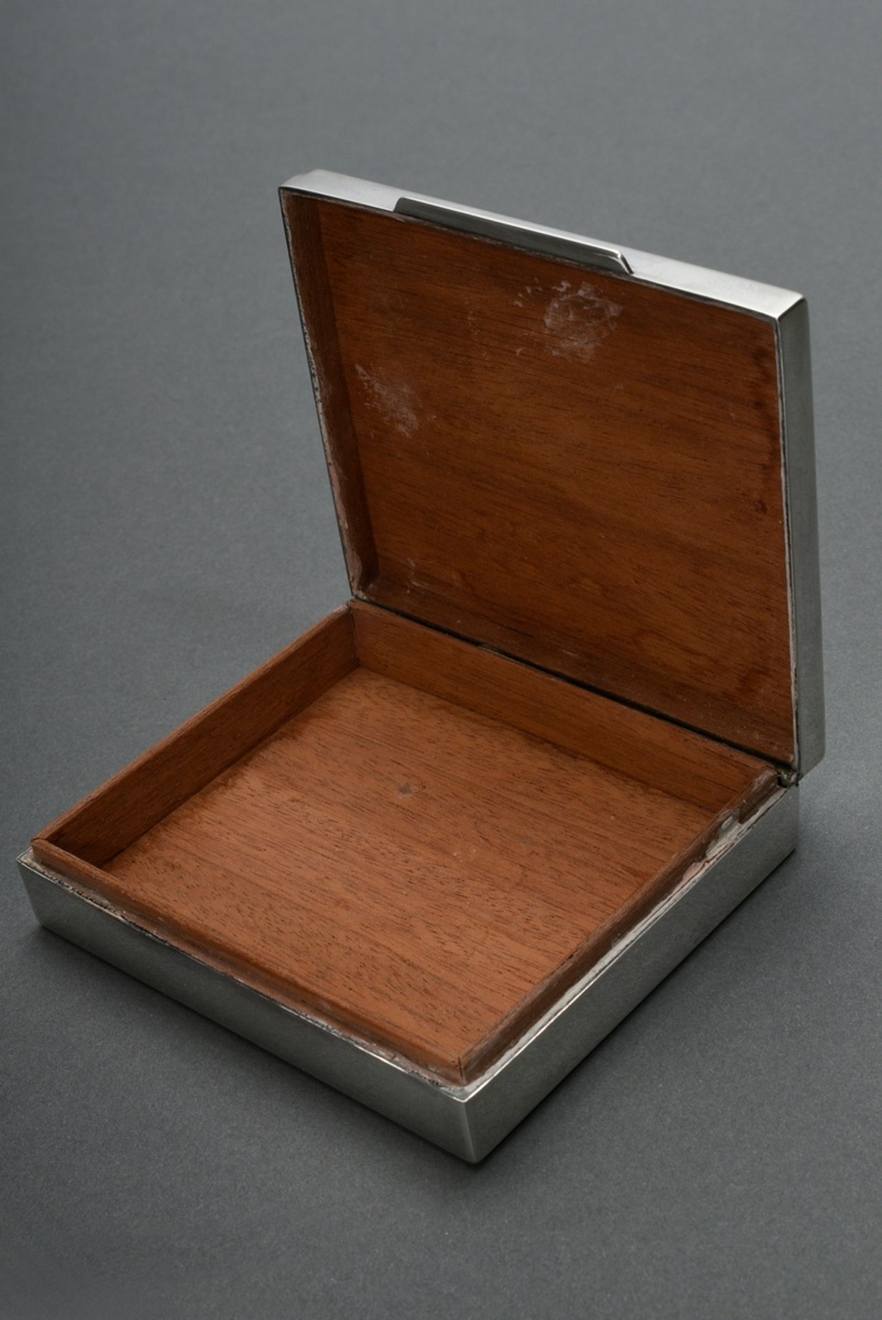 Rechteckige Zigarettendose in schlichter Façon, MZ: Kurz Gottlieb, Silber 925 mit Holz Interieur, 1 - Bild 3 aus 4