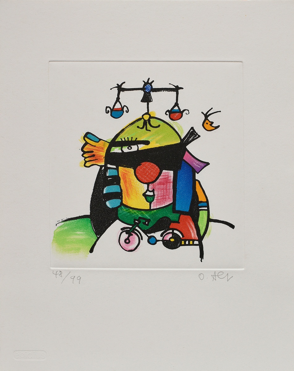 Alt, Otmar (*1940) "Justus Waagen Rat" 1995, colour etching, 48/99, sign./num. below, inscr. on ver - Image 2 of 3