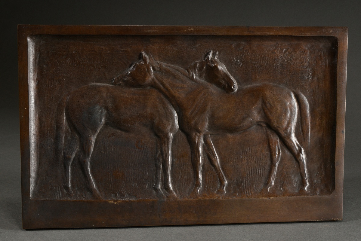 Pallenberg, Joseph Franz (1882-1945) Bronze relief "Two horses", sign. b.r., 28x46cm, slight signs 