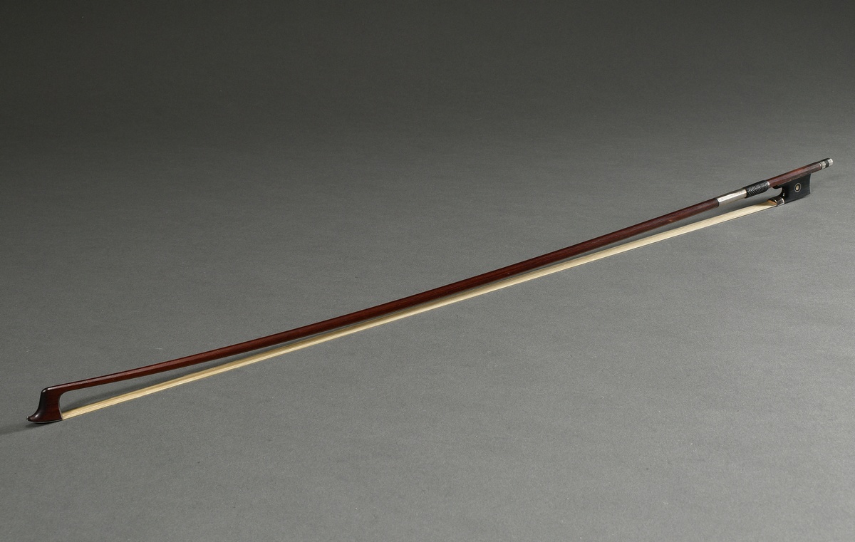 Master violin bow, Saxony 20th century, branded "C. Hans Karl Schmidt Dresden", octagonal pernambuc - Image 12 of 15