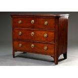 Simple George III chest of drawers with rounded corners and inlaid fluting, original bronze fitting