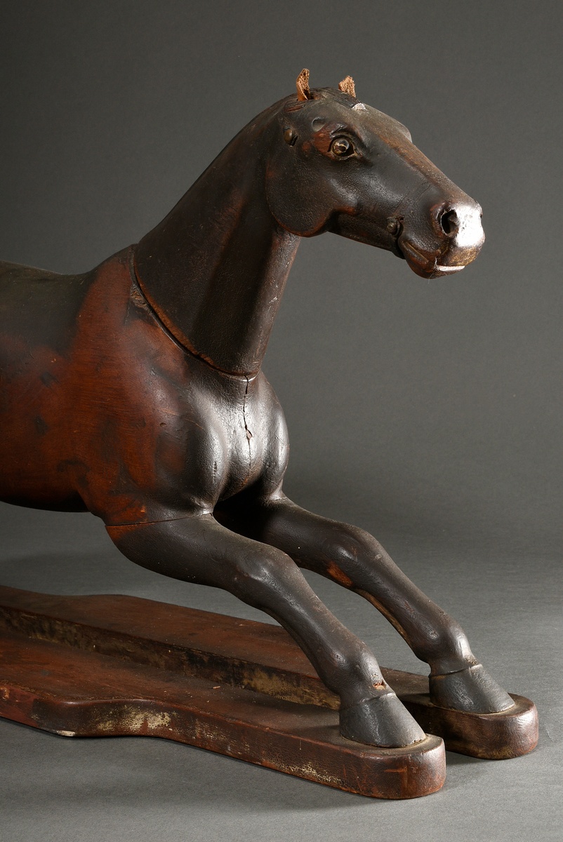 Zeichenmodell "Galoppierendes Pferd", Holz gefasst mit Leder Ohren und Resten der Trense, 19.Jh., 4 - Bild 6 aus 20