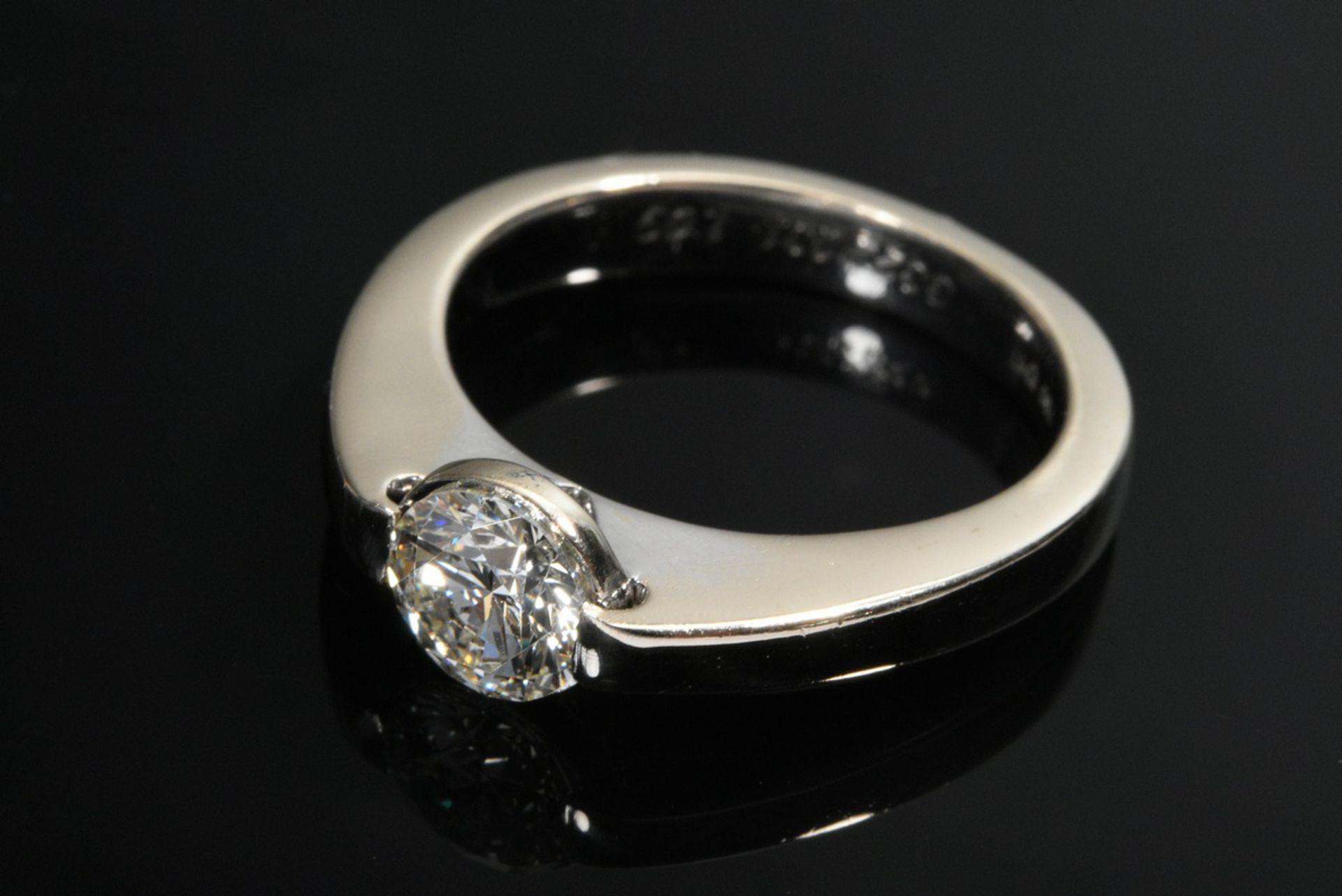 Feiner Gelbgold 750 Ring mit Brillant Solitär (ca. 1.09ct/IF/W), mit Expertise, 9,2g, Gr. 56 - Bild 3 aus 3