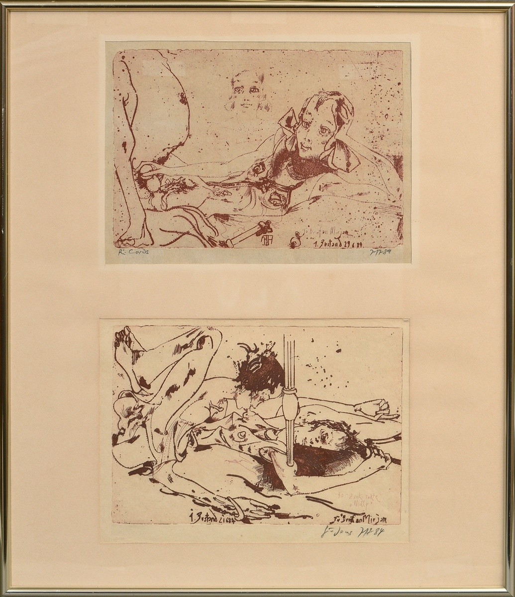 2 Janssen, Horst (1929-1995) "zu Brief an Mirjam" 1984, etchings, each 1st state, b. sign./dat./ded