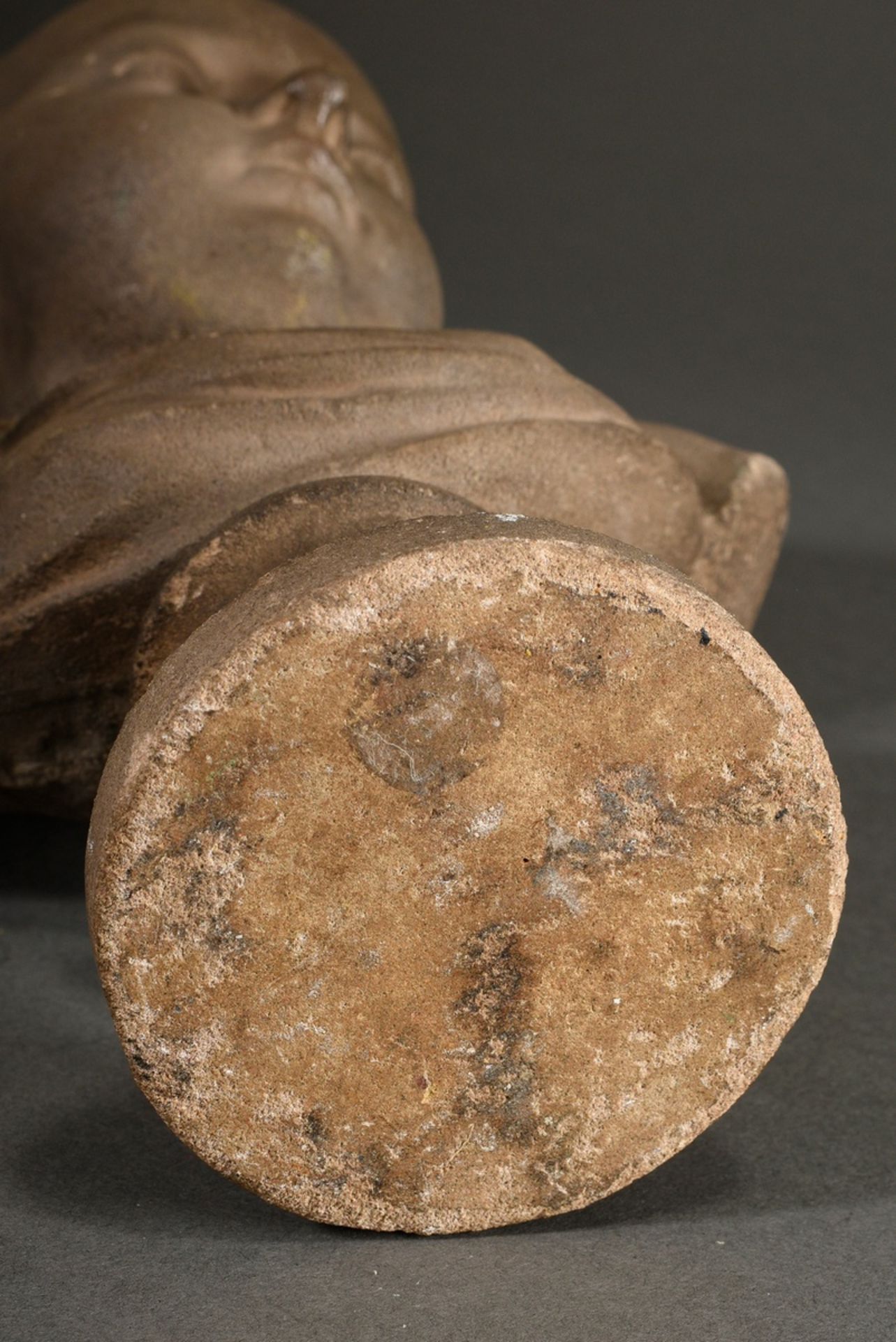 Sandstone bust on round base "King Henry IV of France as a boy" after Germain Pilon (c. 1525-1590), - Image 6 of 7