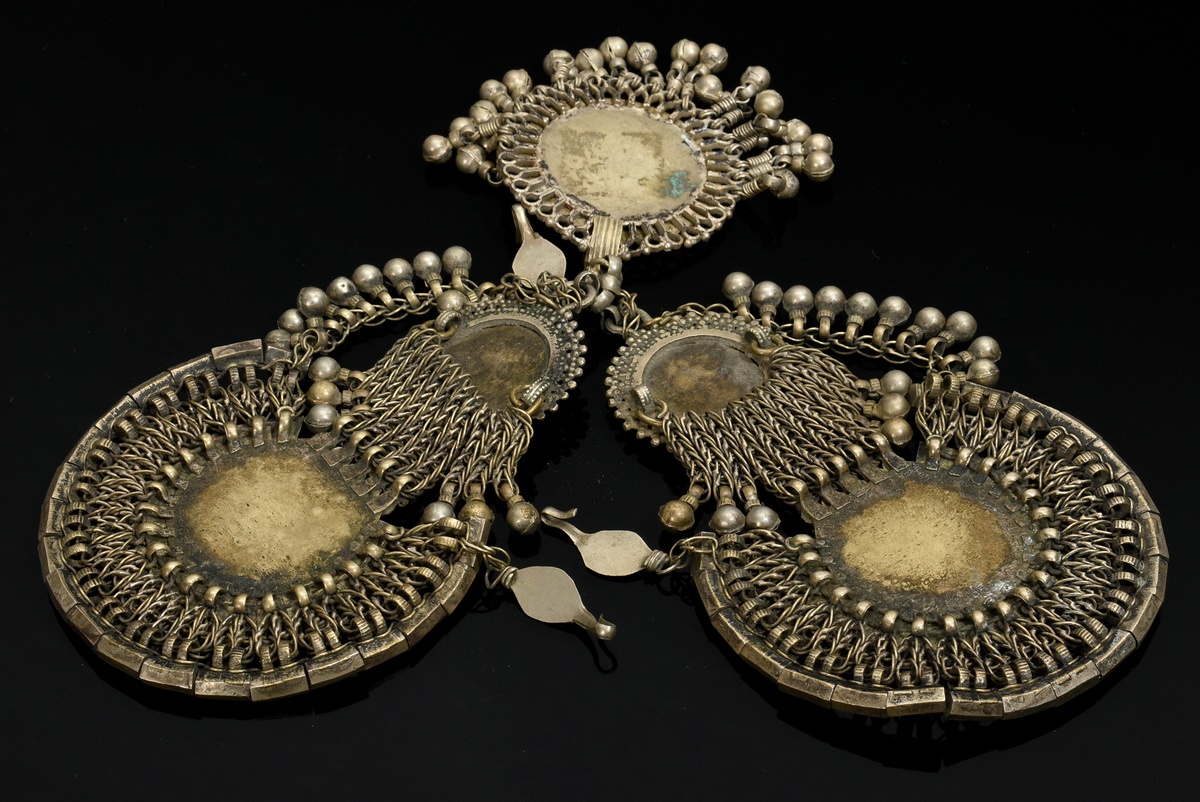 3 Various pieces of Afghan headdress, ring and necklace with colorful stones and bells, l. 28/27/Ø5 - Image 5 of 11