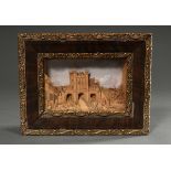 Kleines Kork Diorama „Schlossruine mit Personenstaffage“, 4,5x30x23cm, kleine Defekte