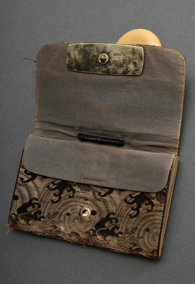 2 Various tobacco soiree purses with metal chains and ivory kagamibuta netsuke "dragon", Japan appr - Image 8 of 17