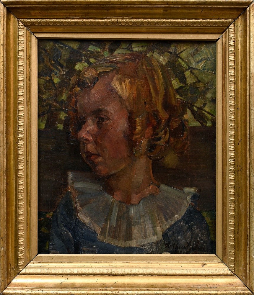 Grimm, Arthur (1883-1948) "Portrait of a girl" 1920, oil/canvas, sign./dat. lower right, 35.7x30.5c - Image 2 of 4