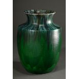 Vase mit Balusterkorpus und auskragender Lippe, Keramik mit Verlaufsglasur in Blaugrün, 1913-1929,