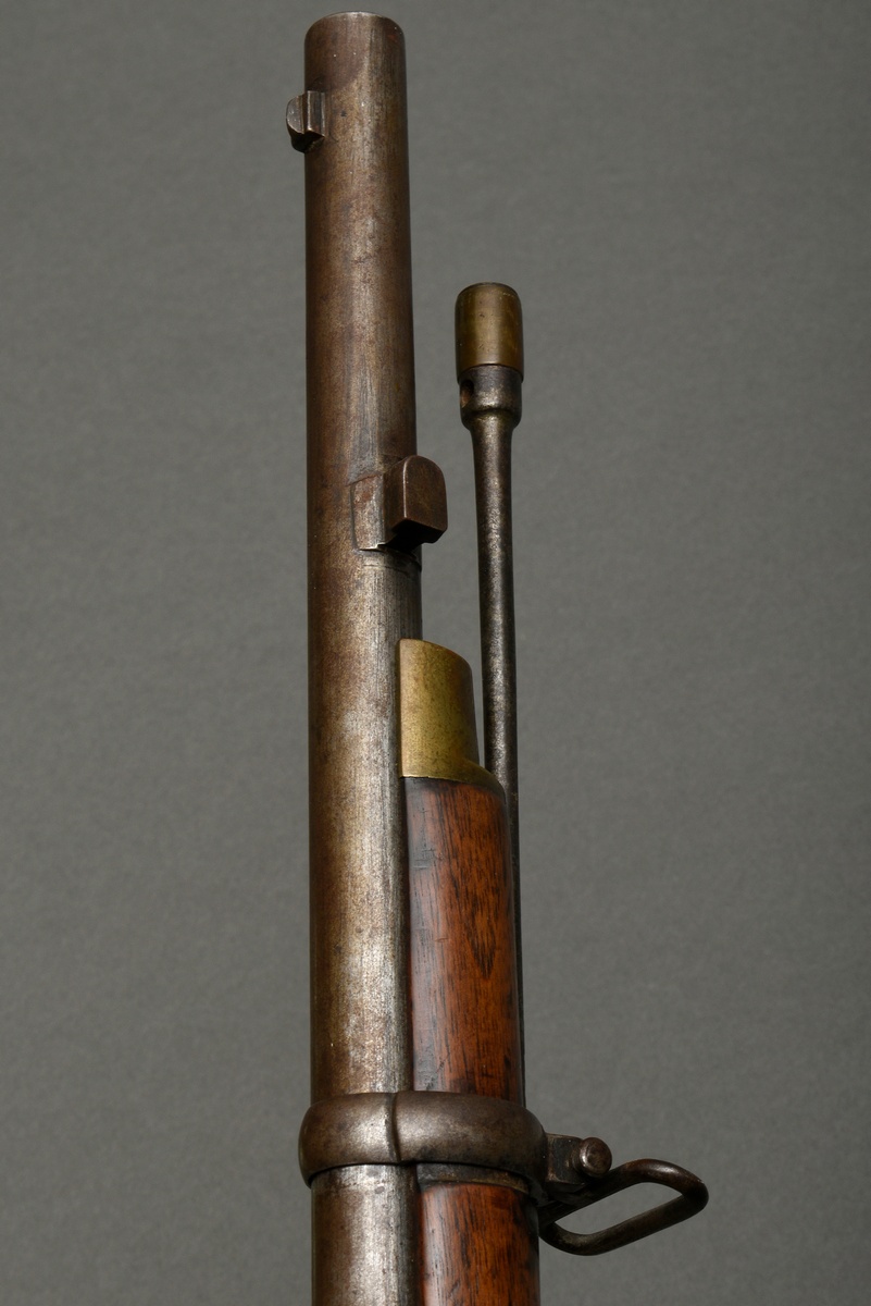 Percussion rifle, marked "Dresse. Ancion Laloux & Cie A Liege", walnut full stock, brass and iron,  - Image 11 of 14