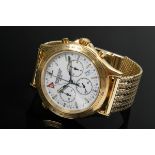 Yellow gold 750 Jaeger LeCoultre Heraion Chronographe Reveil wristwatch with attached yellow gold 5