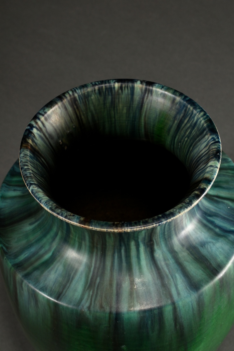 Vase with baluster body and projecting lip, ceramic with gradient glaze in blue-green, 1913-1929, b - Image 4 of 5