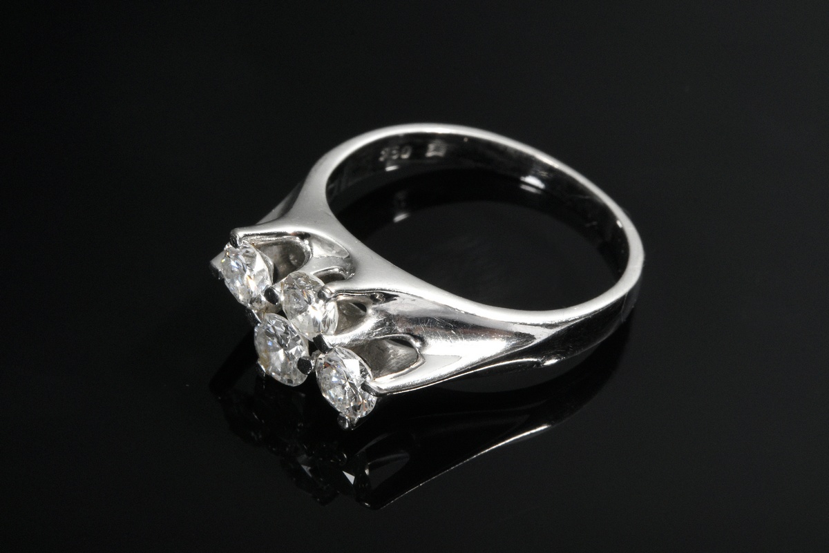 Modern white gold 750 ring with 4 diamonds (together approx. 0.90ct/VSI/W), 4.7g, size 52 - Image 2 of 4