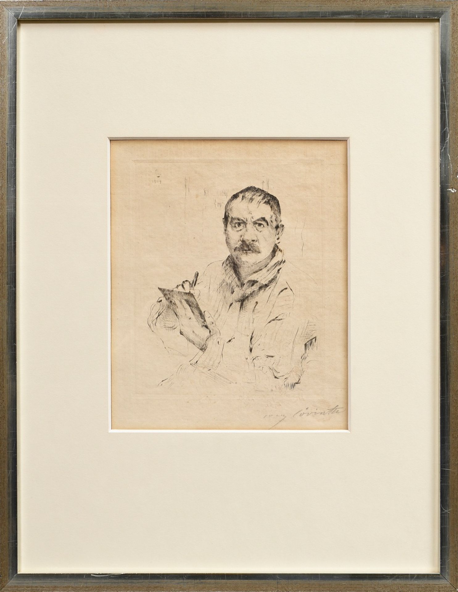 Corinth, Lovis (1858-1925) "Selbstbildnis radierend" 1909, Radierung, u.r. sign., PM 19,5x15,5cm, B - Bild 2 aus 4
