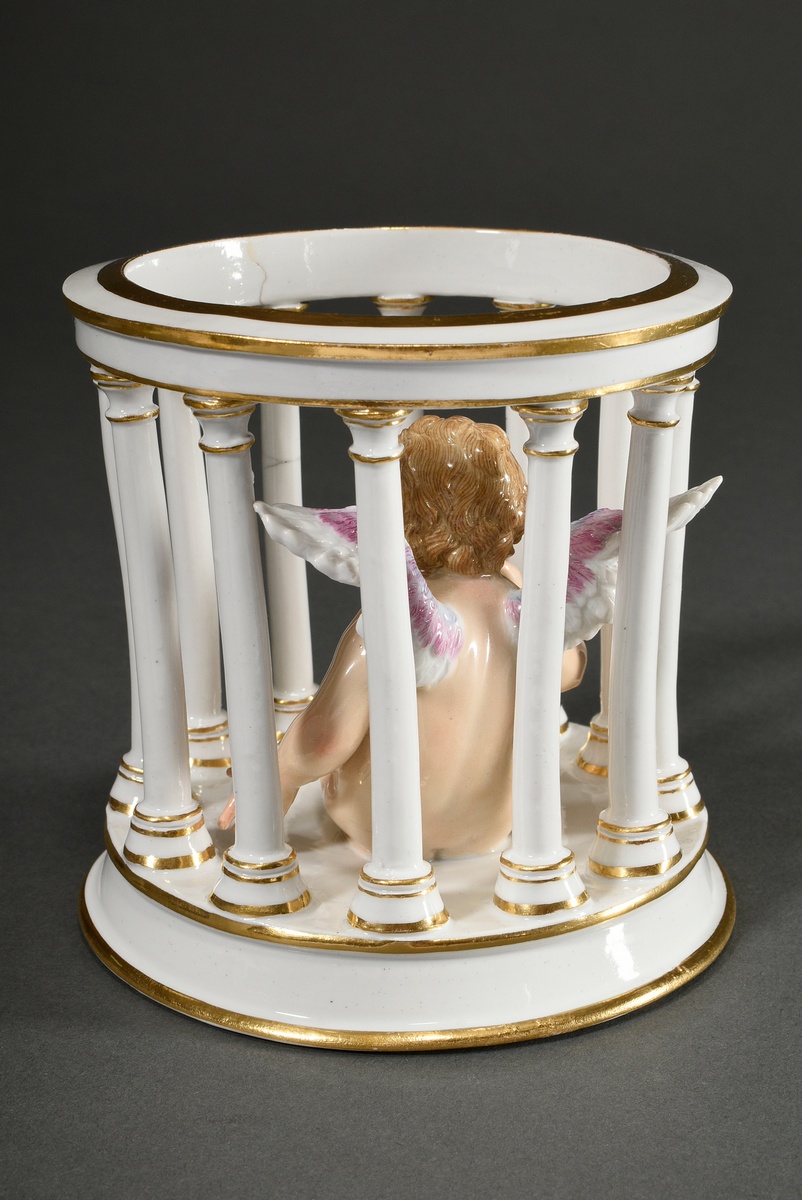 Meissen figurine "Cupid in a cage", bottom signed, bosier no.: 101, model no.: H. 95, h. 12cm, Ø 11 - Image 3 of 8