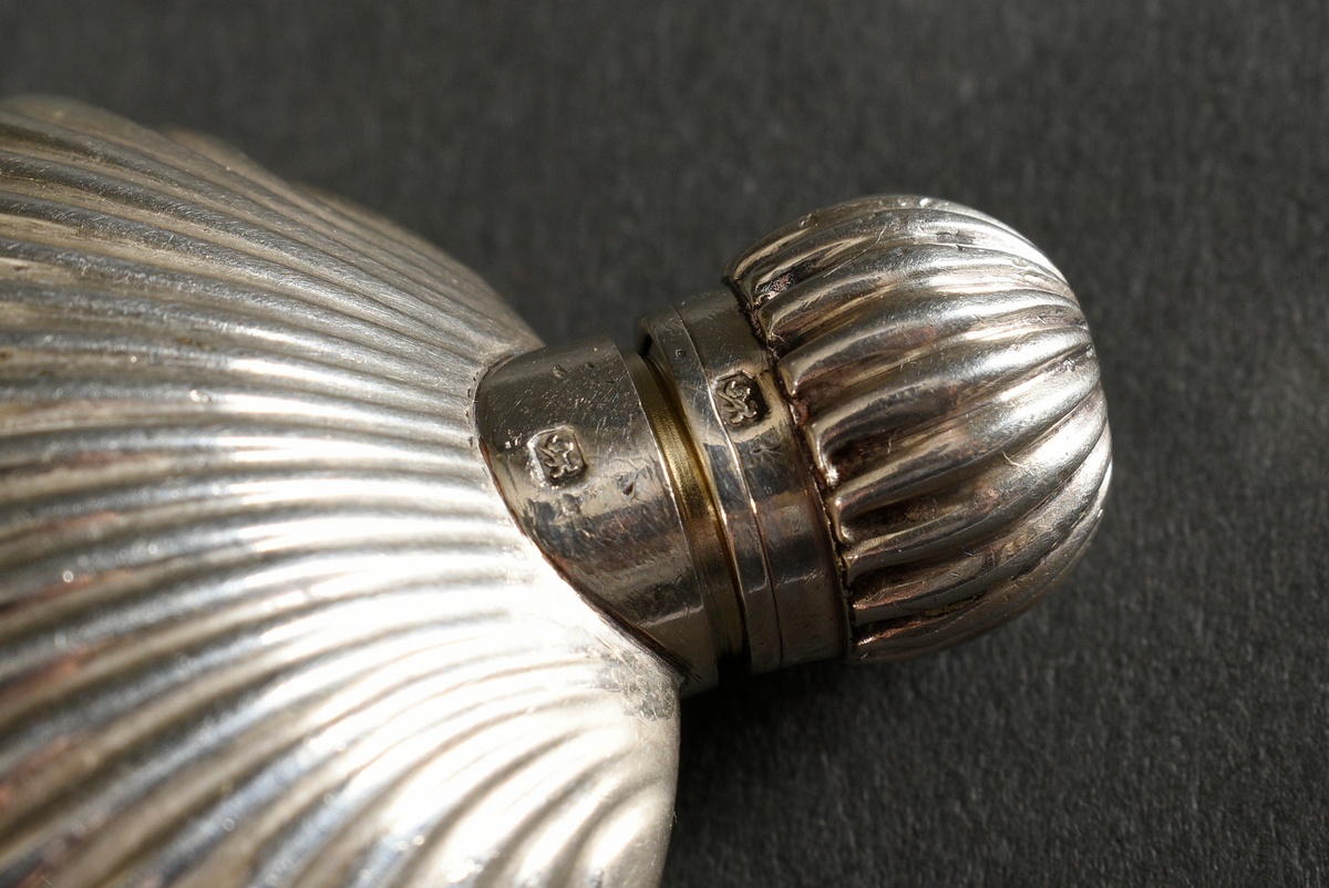 Shell-shaped flacon with screw cap, MZ: James Dixon & Sons, Sheffield 1898, silver 925, 33g, h. 7cm - Image 4 of 4