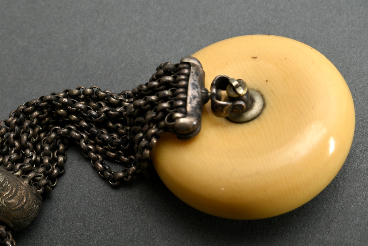 2 Various tobacco soiree purses with metal chains and ivory kagamibuta netsuke "dragon", Japan appr - Image 5 of 17