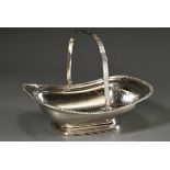 Large silver-plated pastry or fruit basket with hinged handle and grooved rim, engraved ‘Habsburg d