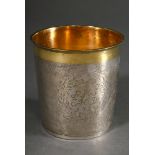 A twisted snakeskin cup with vermeil rim and engraved foliate cartouche "PMS EKD 1714", MM: Thomas 