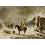 Kauffmann, Hermann I (1808-1889) "Dragoon in the snow", oil/canvas, sign. l.l., verso adhesive labe