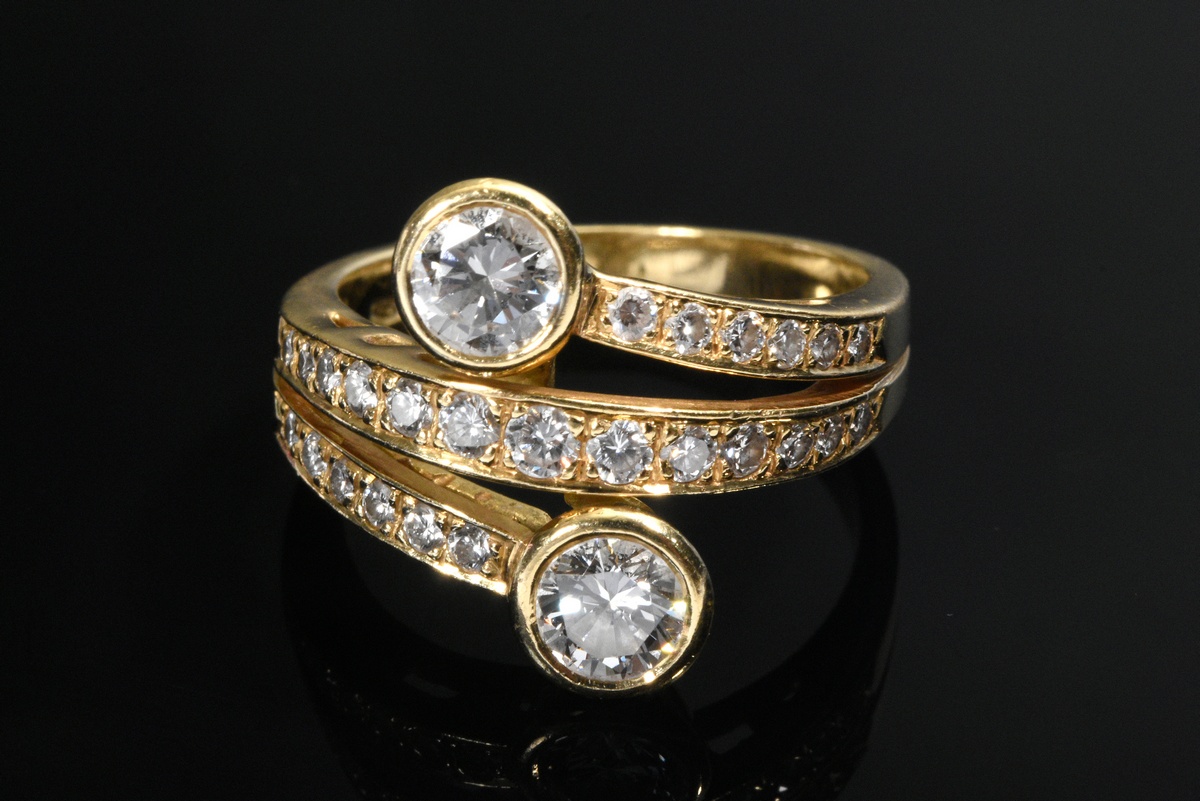 Yellow gold 750 Toi-et-Moi ring with diamonds (approx. 1.10ct/VSI/W), 6.4g, size 53 - Image 2 of 3