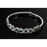 Fine white gold 750 bracelet with 3 emeralds (total approx. 0.60ct) and brilliant-cut diamonds (tot