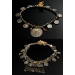 2 Various necklaces "Hirz" or "Sumpt", Oman Wahiba sand Bedouins, large spiked beads with Maria The