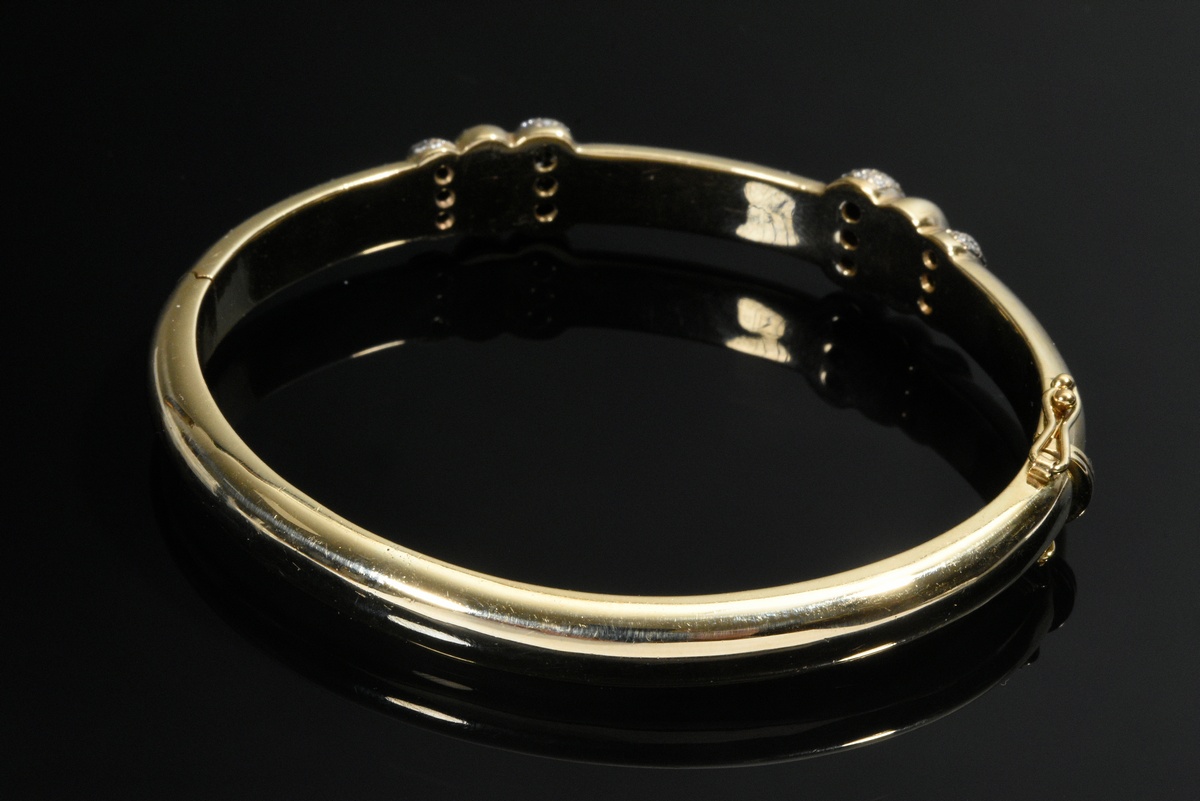 Oval yellow gold 585 bangle with 80 brilliant-cut diamonds (total approx. 0.80ct/VSI/W), 20.8g, 5x6 - Image 3 of 3