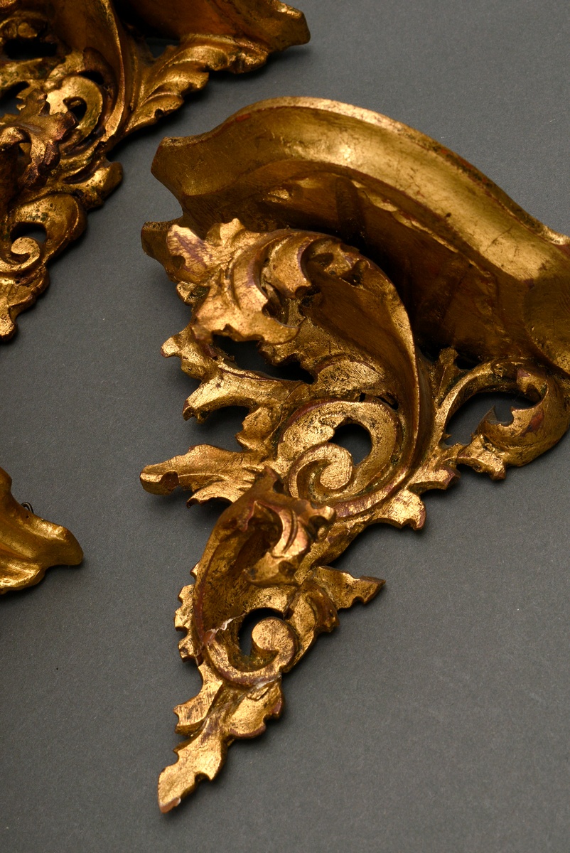 4 Various gilded wall brackets in Baroque style, Florence around 1900/1920, carved wood, h. 13.7-15 - Image 2 of 7